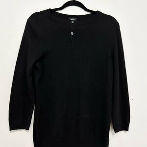 Talbots black pullover sweater knit lambs wool blend minimalist size medium